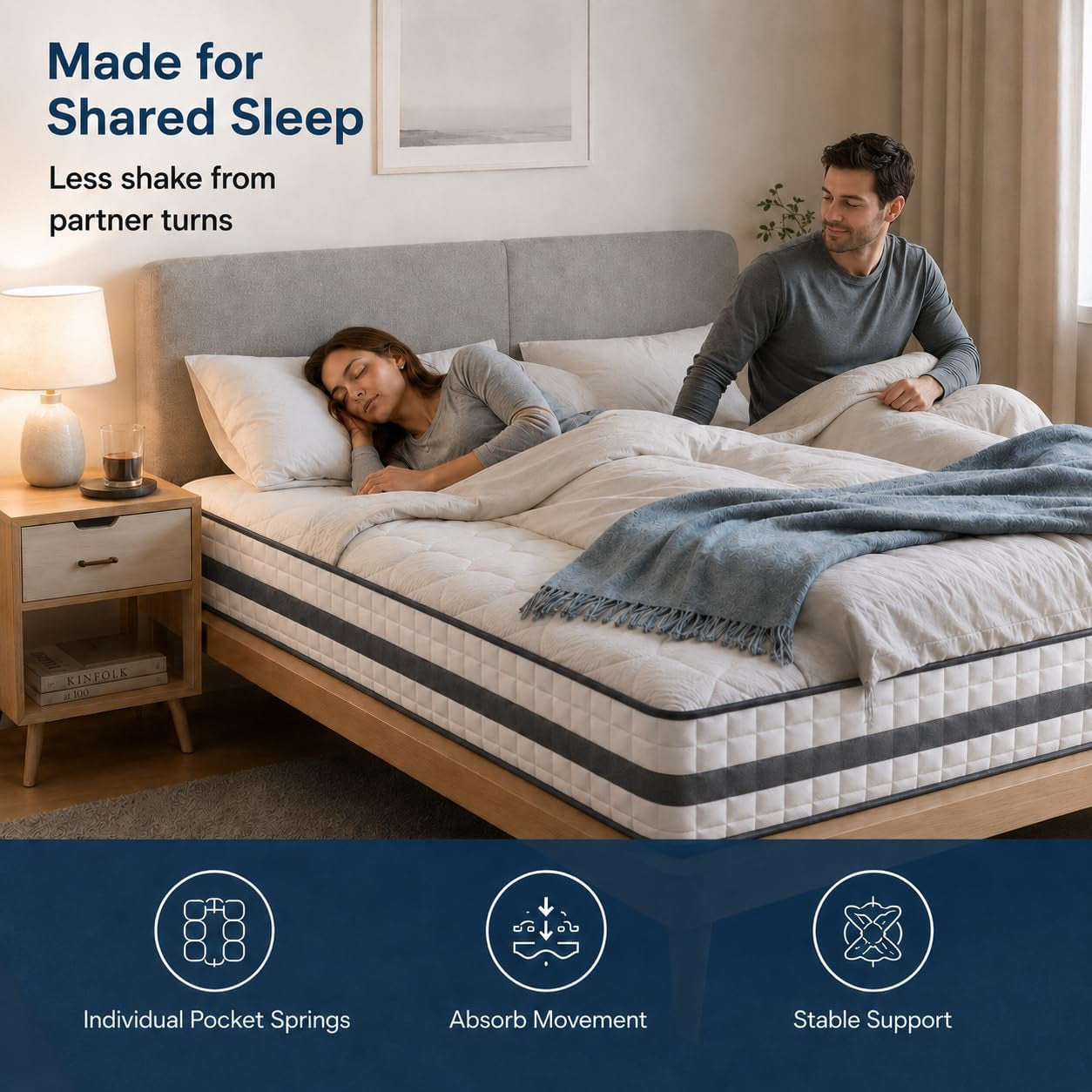 King Size Mattress 5FT, 150 X 200 X 30 Cm Hybrid Memory Foam & Sprung Mattress, Medium Firm, Breathable Cover, Mattress in a Box for UK King Bed