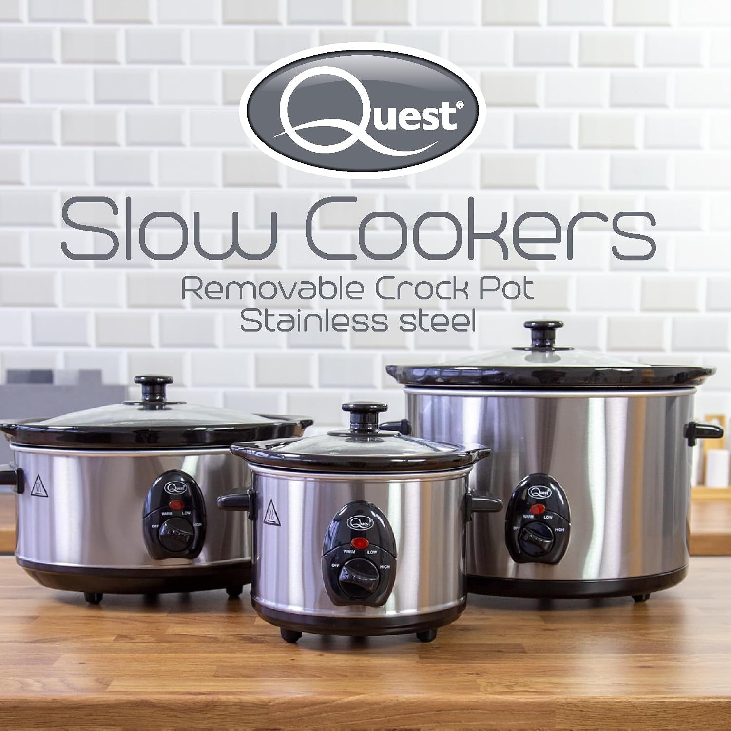 35280 Slow Cooker / 5 Litres/Compact Stainless Steel / 320W / 3 Temperature Settings/Transparent Toughened Glass Lid/Dishwasher Safe