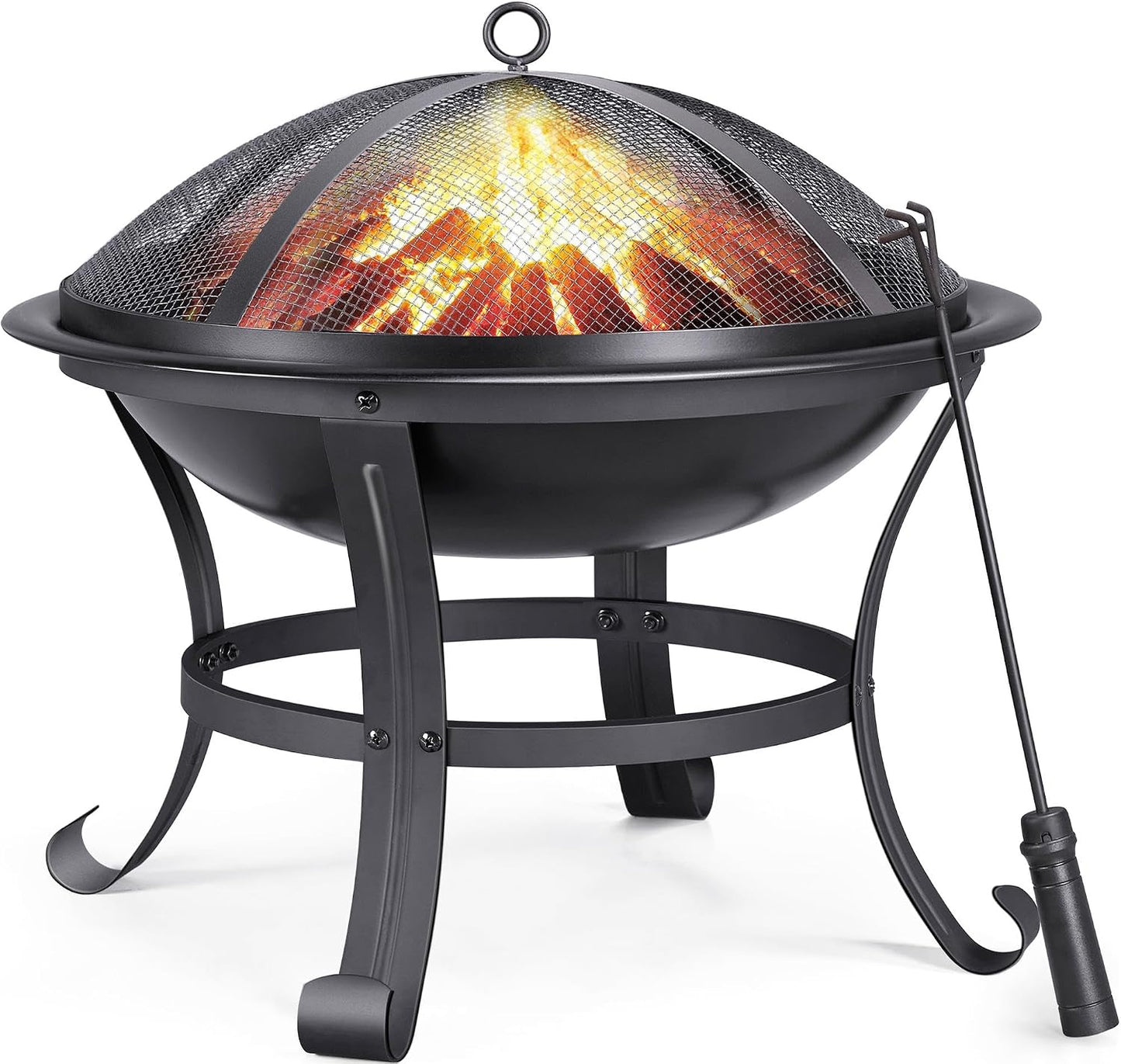 Outdoor Fire Pit for Garden, round Firepit Patio Heater for Camping Bonfire, Portable Fire Pit Steel Metal Bowl Wood Burning Firepits for Garden/Backyard
