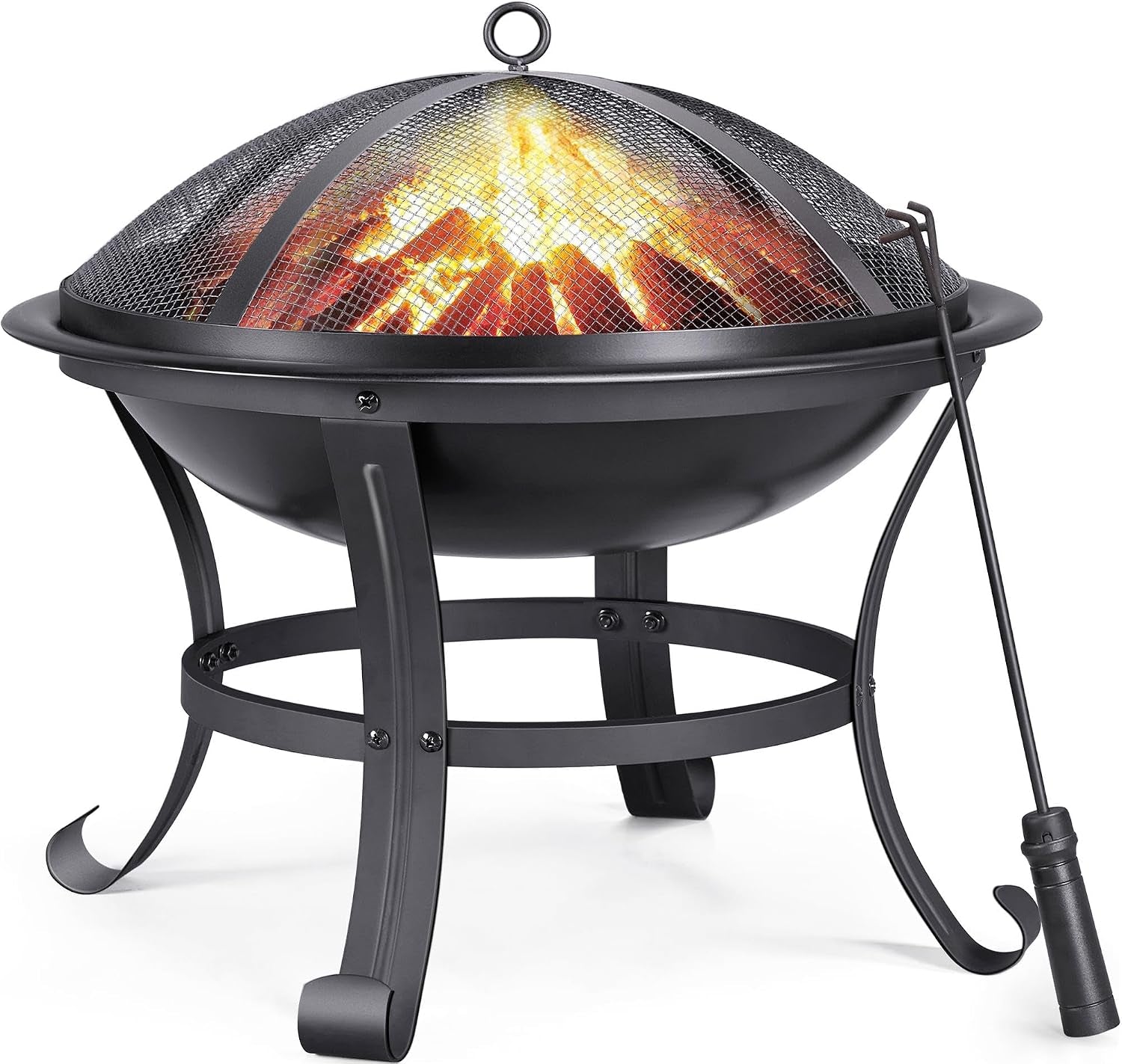 Outdoor Fire Pit for Garden, round Firepit Patio Heater for Camping Bonfire, Portable Fire Pit Steel Metal Bowl Wood Burning Firepits for Garden/Backyard