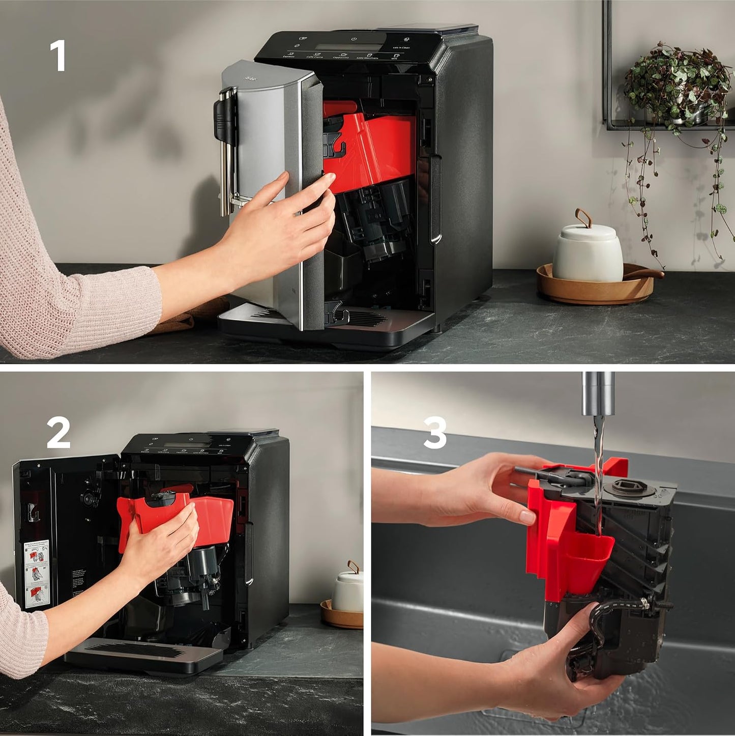 SIEMENS EQ300 Bean to Cup Coffee Machine, TF301G19, Piano Black | Fully Automatic Espresso Machine, Milk Frother Arm, 4 Coffee Beverages Including Cappuccino/Latte, LED Display