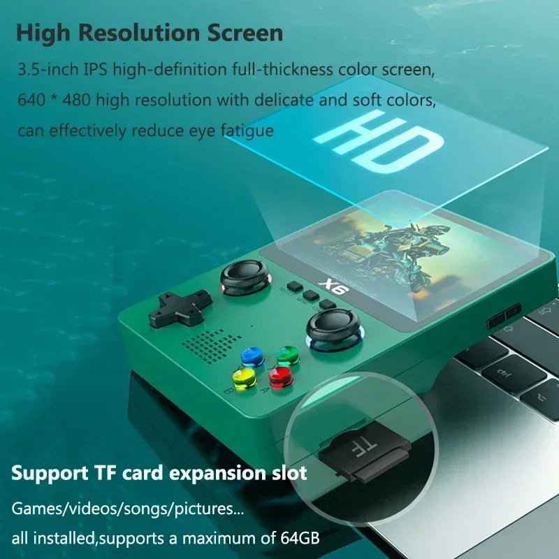 NEW X6 Game Console Retro Video Game Console 3.5'' IPS Screen Portable Handheld Game Player Classic Games Children Gifts