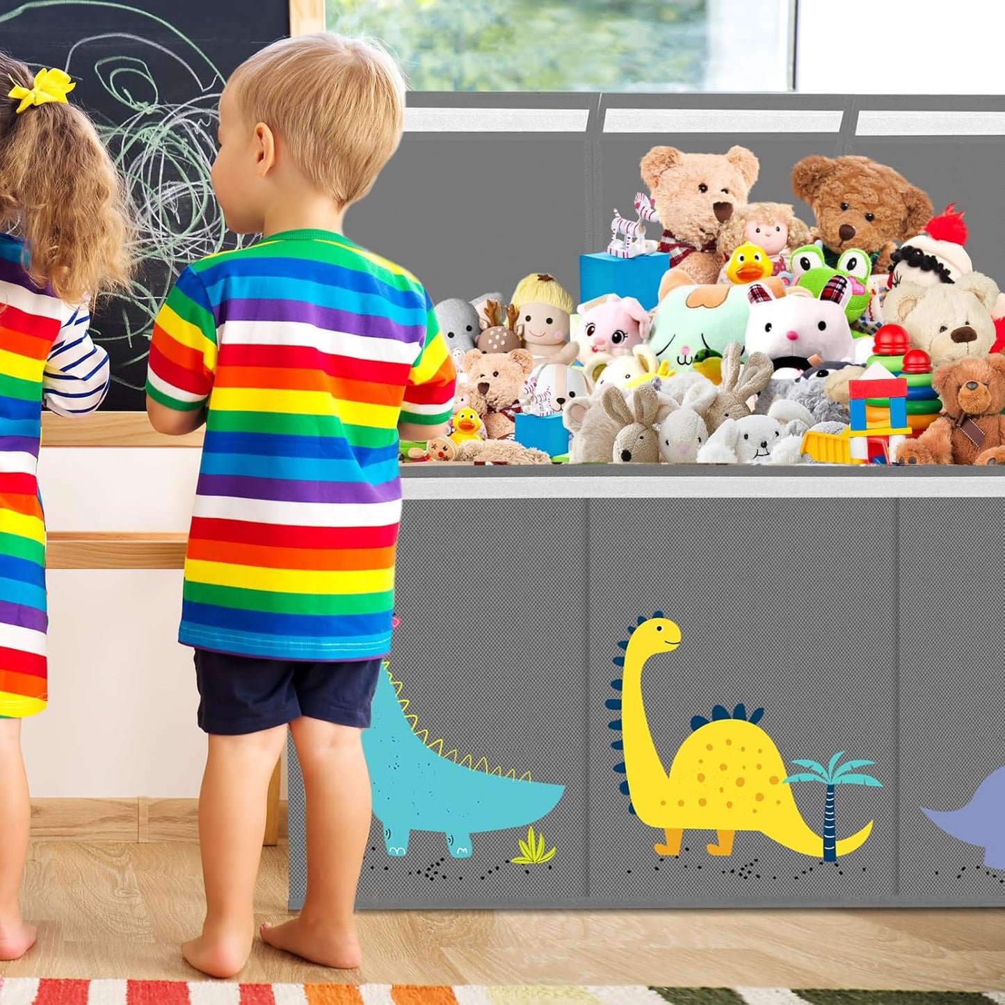 Extra Large Toy Box Storage for Boys Girls - Collapsible Toy Chest Organizer for Kids,Toy Bin Container with Lid and Handles for Clothes,Blanket,Nursery,Playroom,Bedroom,Stuffed Animals,Quilt (Grey)
