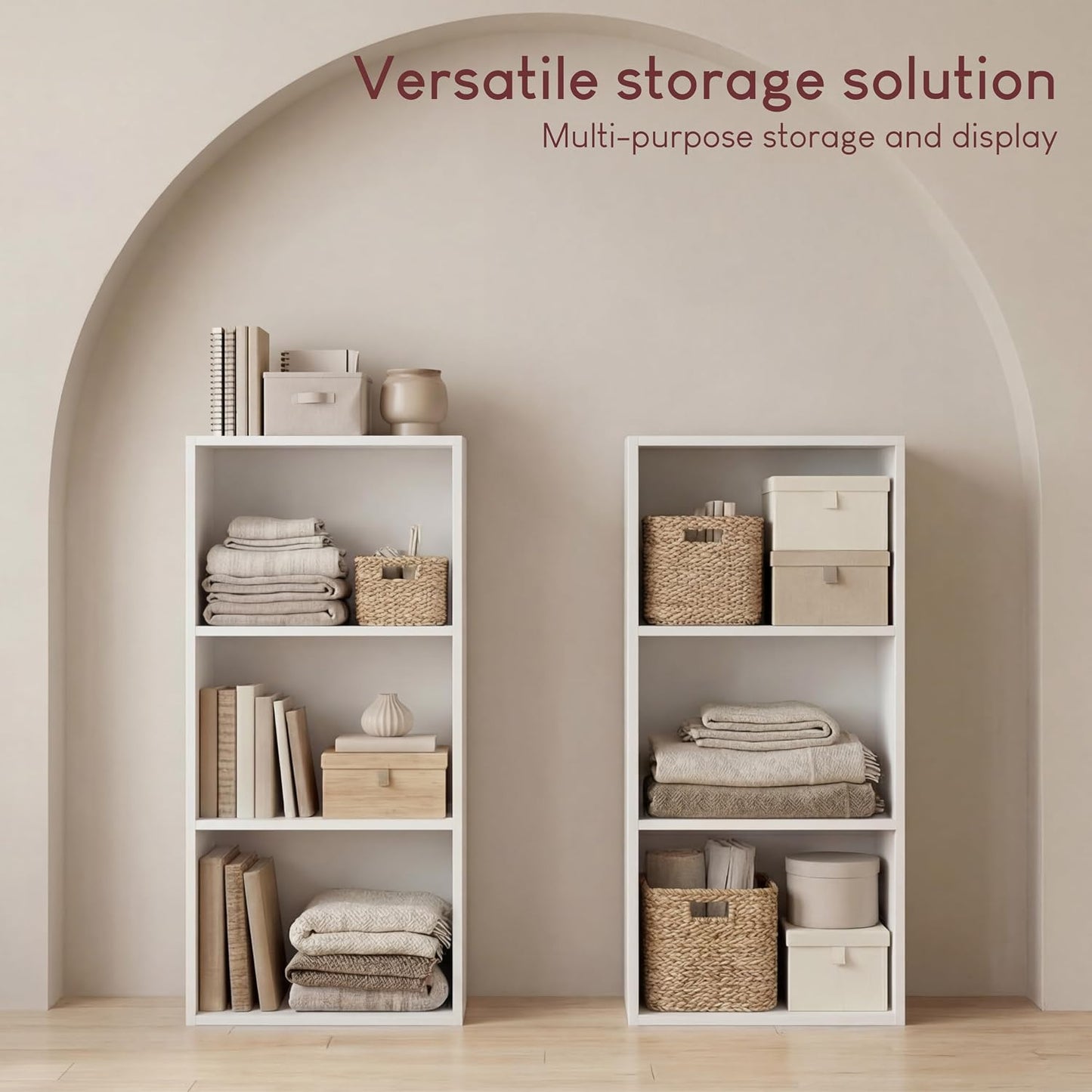 Oxford 3 Tier Cube Bookcase | White | 80 H X 32 W X 24 D | Freestanding Unit | Anti-Tip Kit | Space-Saving Storage | Compact | Easy Assembly | Modern Living Room Furniture