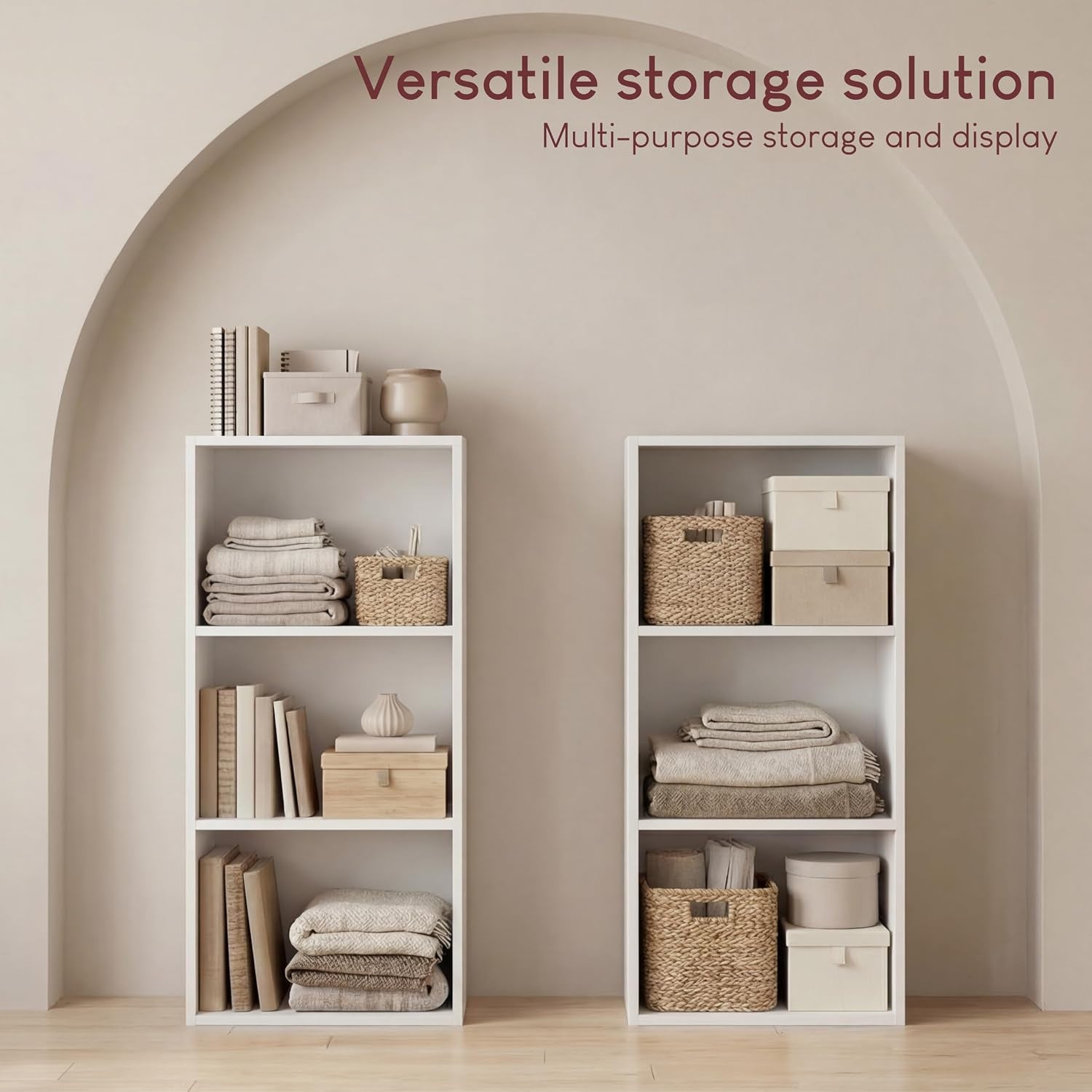 Oxford 3 Tier Cube Bookcase | White | 80 H X 32 W X 24 D | Freestanding Unit | Anti-Tip Kit | Space-Saving Storage | Compact | Easy Assembly | Modern Living Room Furniture