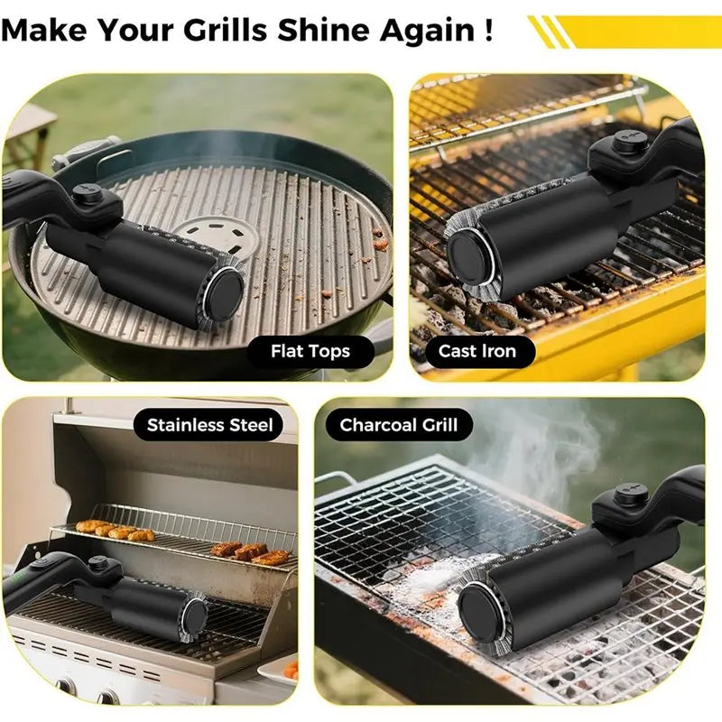 Electric BBQ Cleaner Brush Wireless Stainless Steel Rotary Grill Brush for Outdoor Grill Steam BBQ Cleaning Brush Accessoires