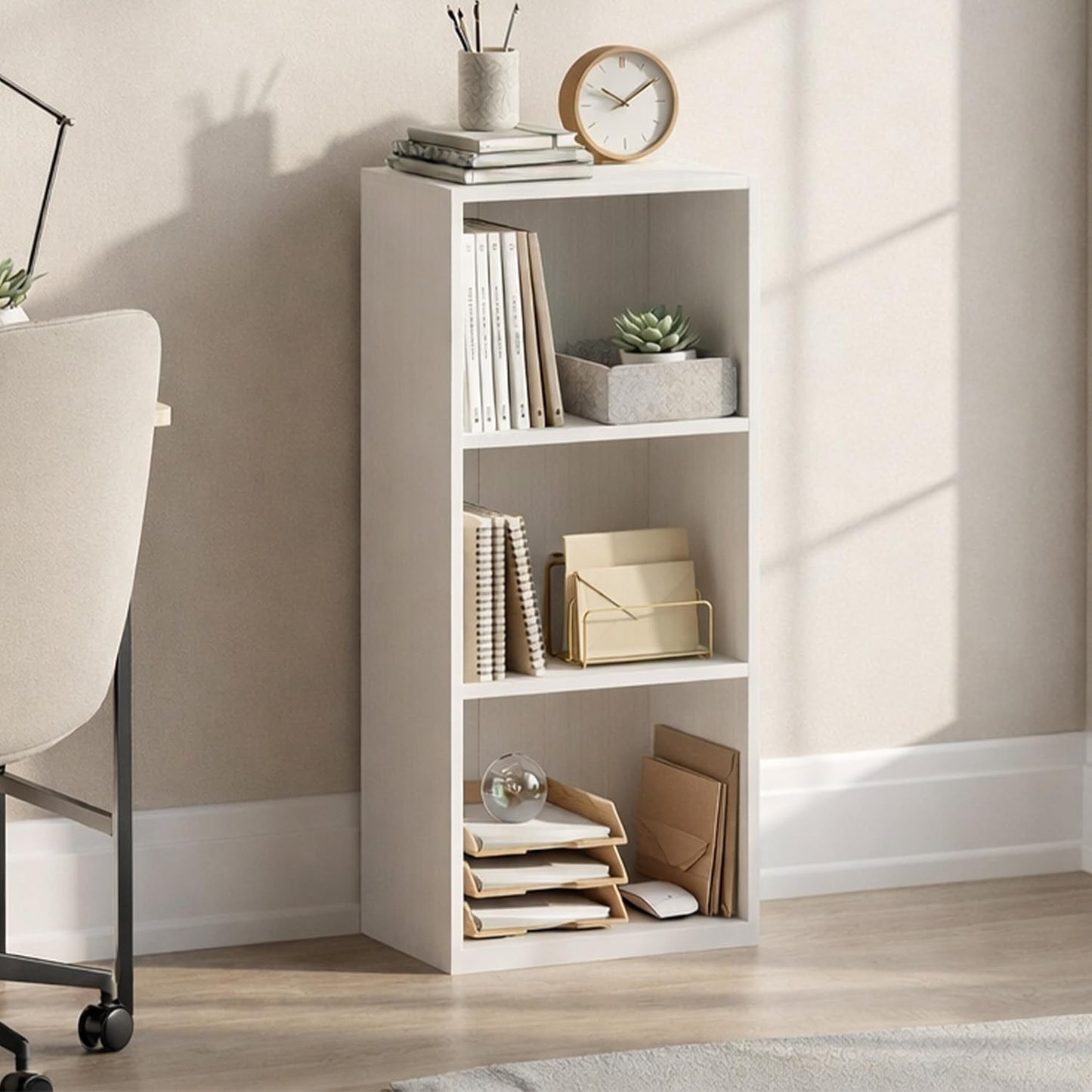 Oxford 3 Tier Cube Bookcase | White | 80 H X 32 W X 24 D | Freestanding Unit | Anti-Tip Kit | Space-Saving Storage | Compact | Easy Assembly | Modern Living Room Furniture