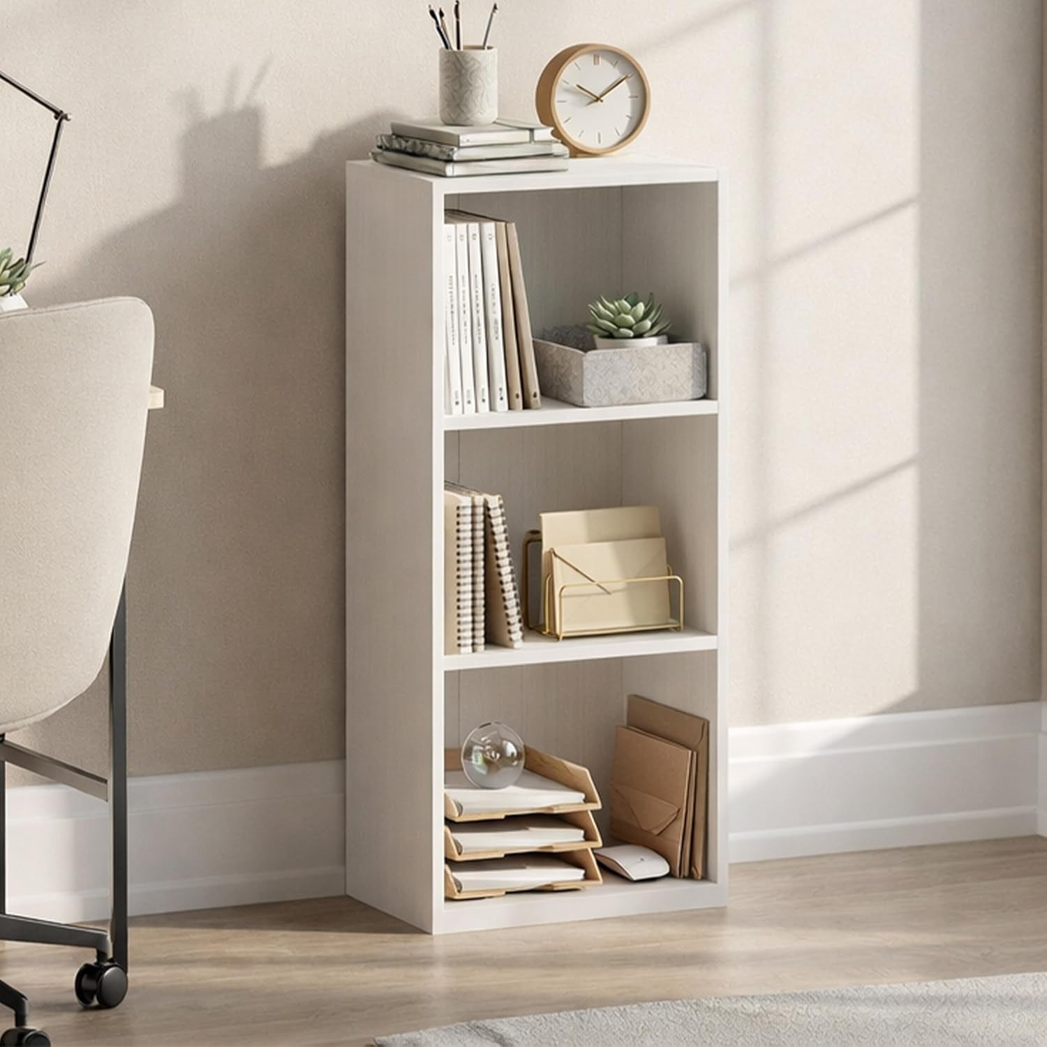 Oxford 3 Tier Cube Bookcase | White | 80 H X 32 W X 24 D | Freestanding Unit | Anti-Tip Kit | Space-Saving Storage | Compact | Easy Assembly | Modern Living Room Furniture
