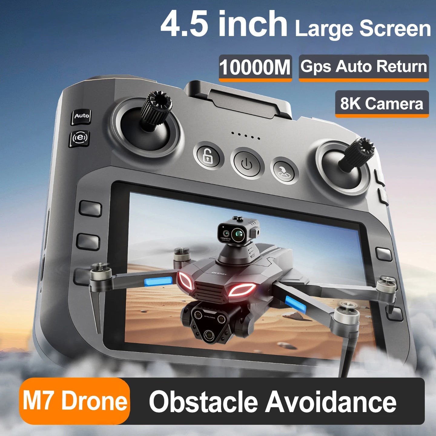New M7 Drone Brushless 8K HD Camera Remote Control with Screen Optical Flow Obstacle Avoidance Foldable Quadcopter Toys 10000M