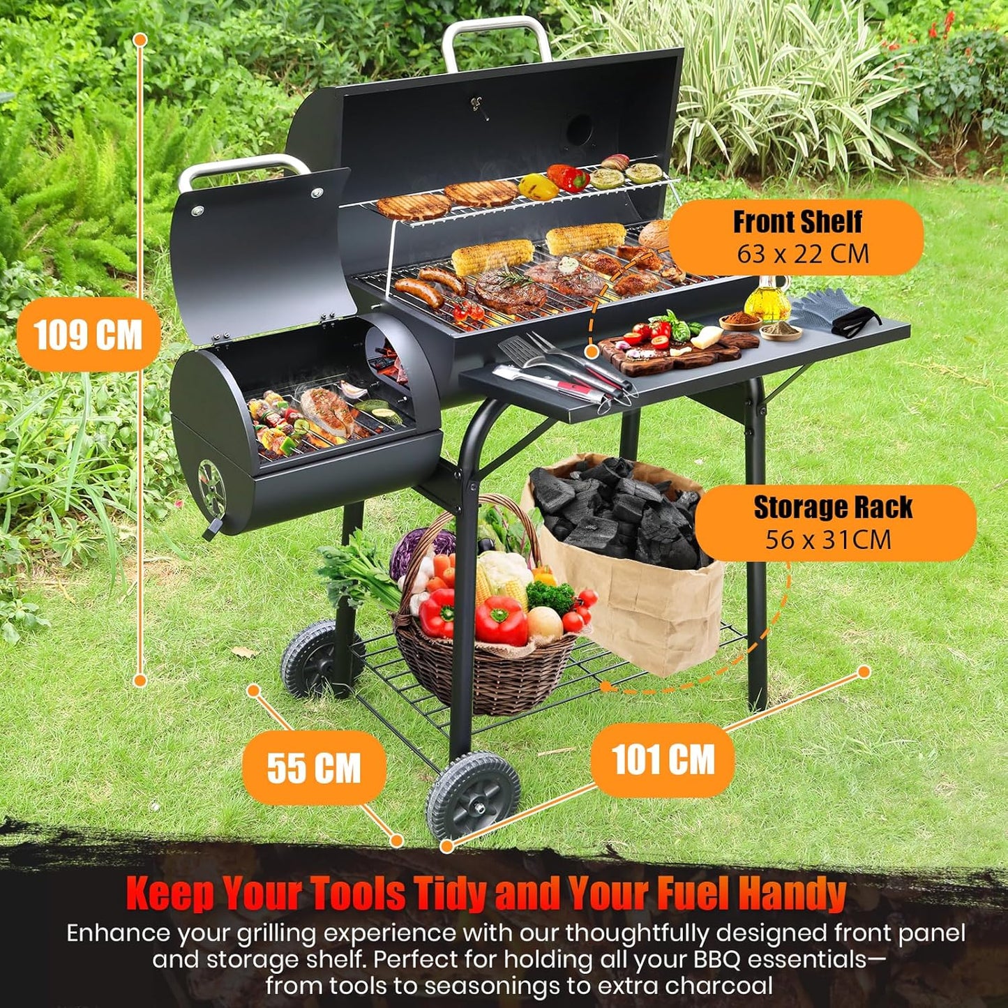 Ultimate Charcoal BBQ Grill with Offset Smoker - Perfect for Outdoor Cooking Adventures