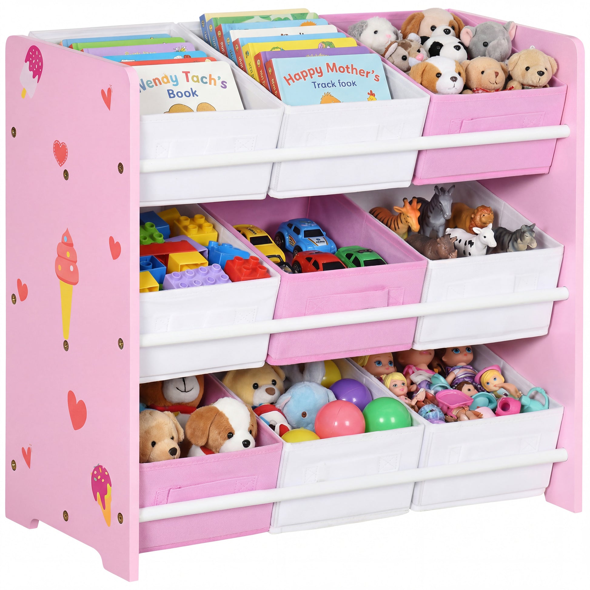 Kids Storage Unit W/ Nine Removable Baskets, for Nursery, Playroom