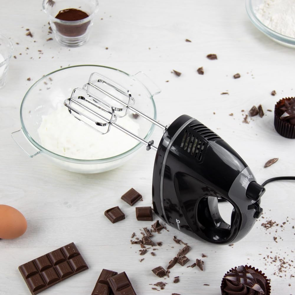 Blitz Hand Mixer Electric Whisk for Baking Electric Beater 5 Speed Control Hand Mixer Stainless Steel Kneader and Beaters for Baking Mixer 300W (Black)