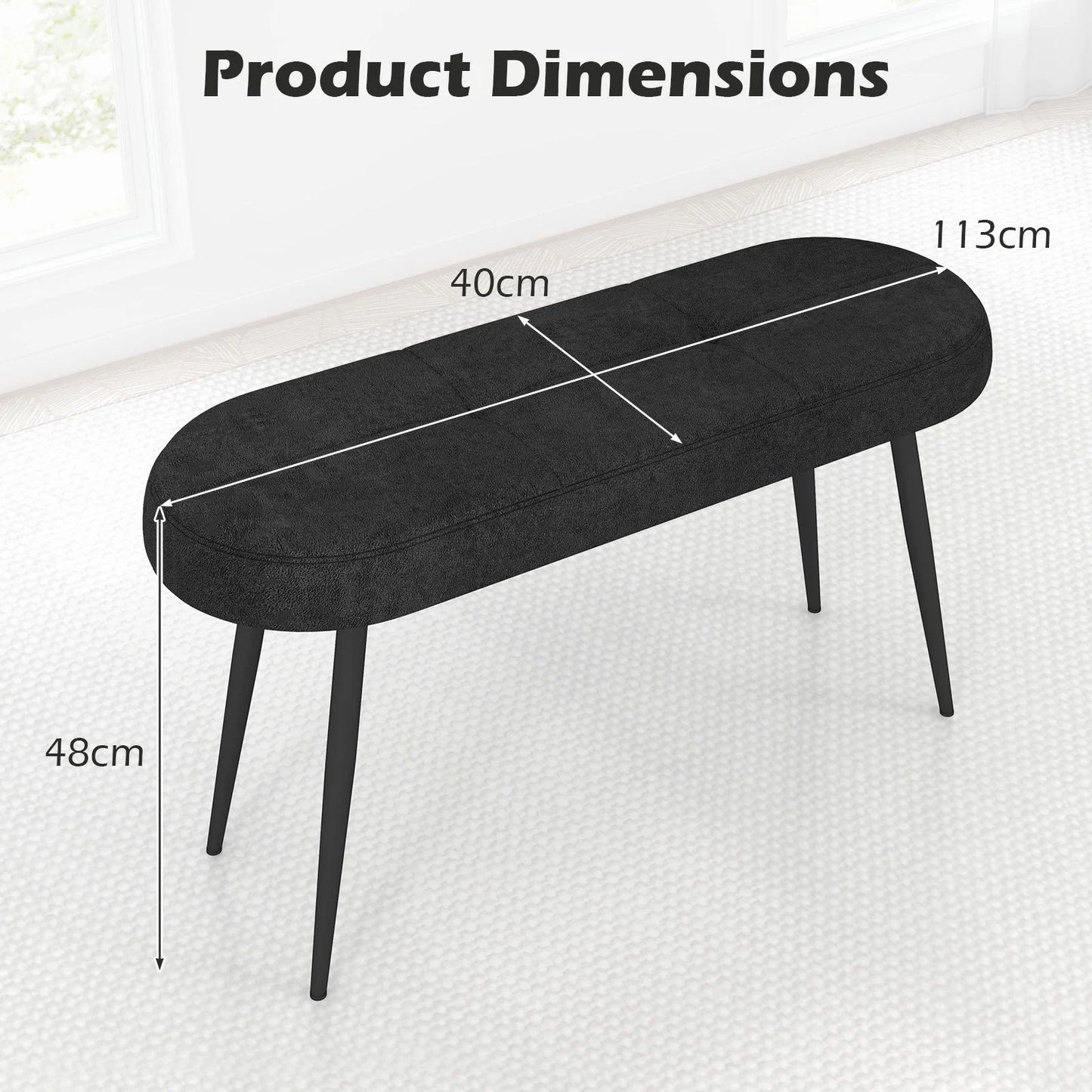 113 Cm Ottoman Bench with Sponge Padded Cushion for Entryway Living Room Foyer