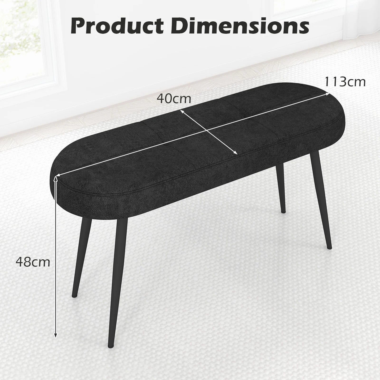 113 Cm Ottoman Bench with Sponge Padded Cushion for Entryway Living Room Foyer