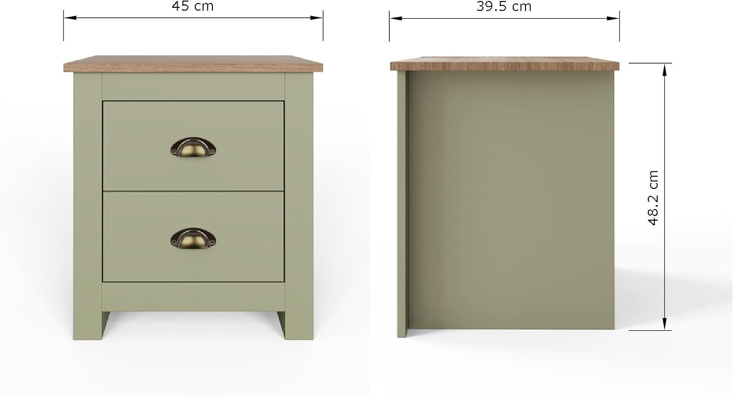 4 Piece Bedroom Furniture Set with 3 Door Wardrobe, 4 Drawer Chest & 2 Bedside Tables, Shaker Style Bedroom Storage Set with Oak Effect Tops