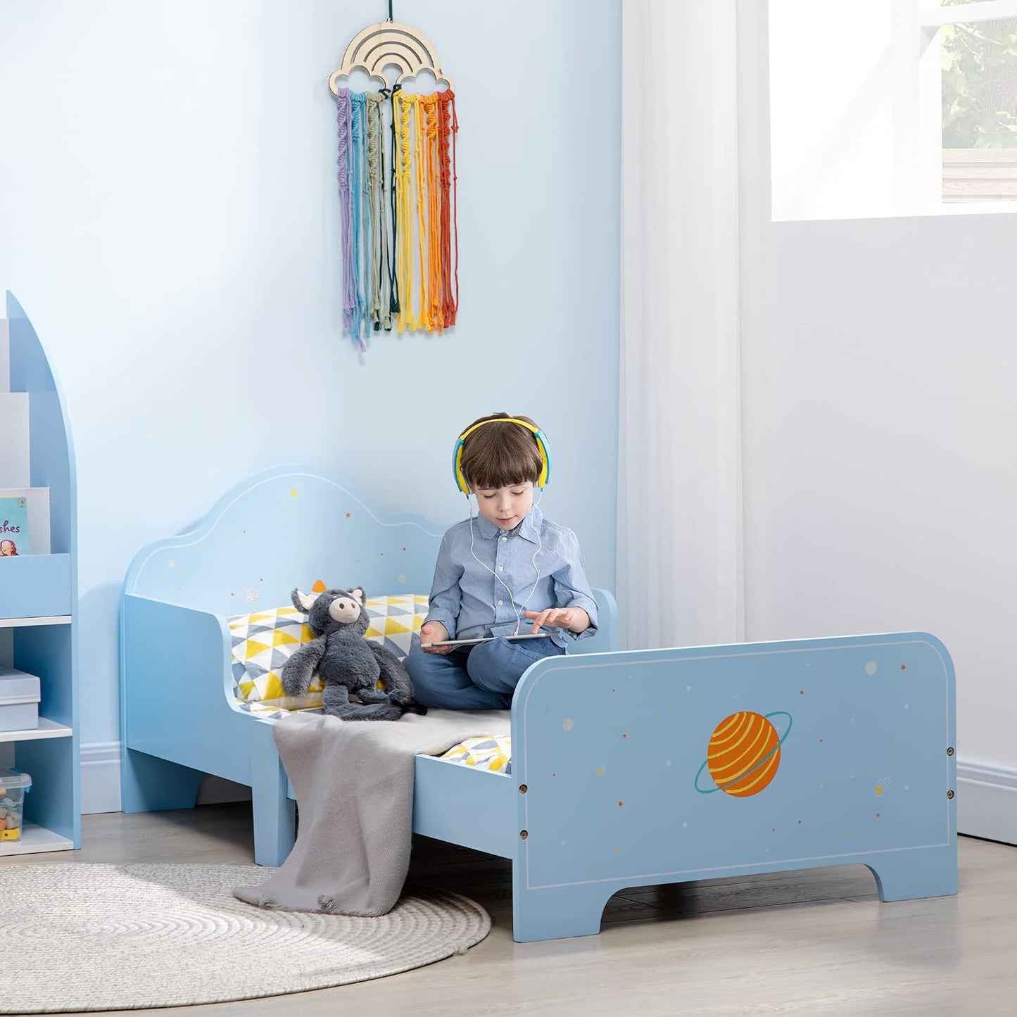 Kids Toddler Bed Safety Rails Ages 3-6 Years 143 X 74 X 59Cm Blue | Kids Bedroom Furniture, Boys, Girls