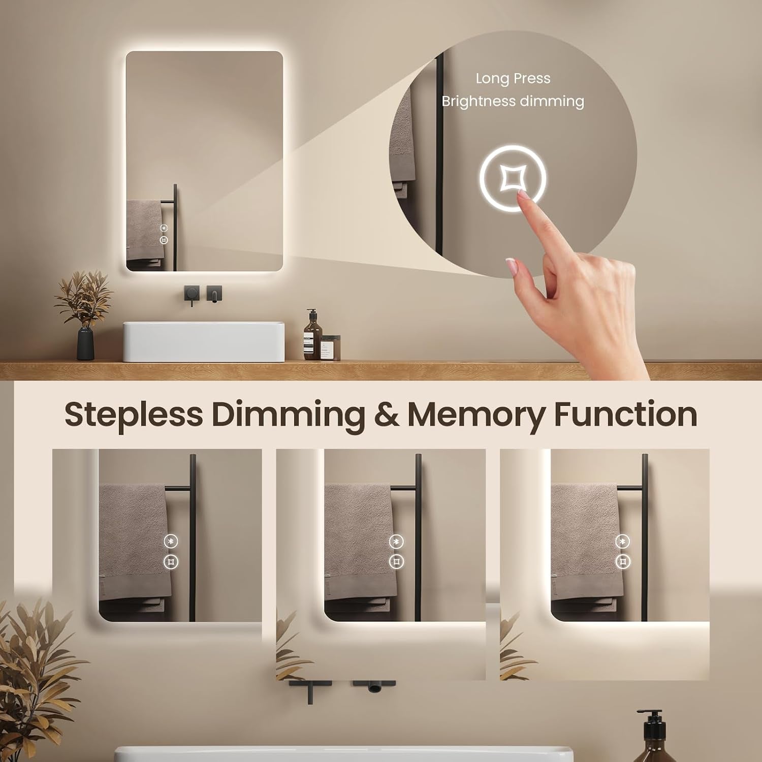 500 X 700 Mm Backlit Illuminated Bluetooth Bathroom Mirrors with Shaver Socket, Wall Mounted Multifunction Bathroom Vanity Mirror with LED Lights and Demister Pad, Energy-Saving LED Smart Mirrors | Bluetooth Speaker with Touch-Controlled LED Lighting, Integrated Demister and Memory Function.