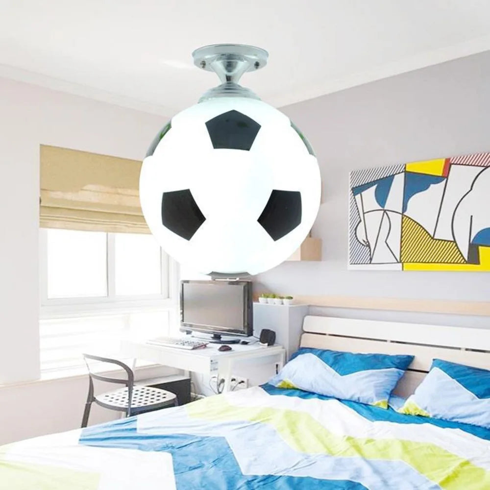 220V Soccer LED Ceiling Light Warm / Cool White Football Modern Ceiling Lamp for Kids Bedroom Lighting Fixture Birthday Gift