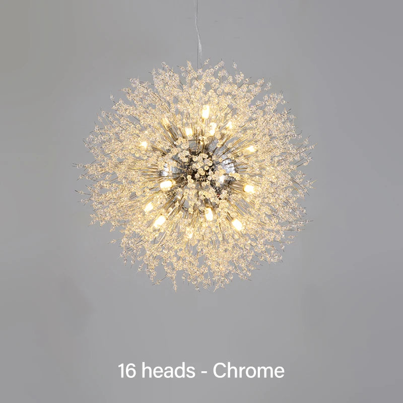2021 Modern Crystal Dandelion Chandelier Indoor Lighting Pendant Lamp for Living Room Dining Room Home Decorative Luminaires