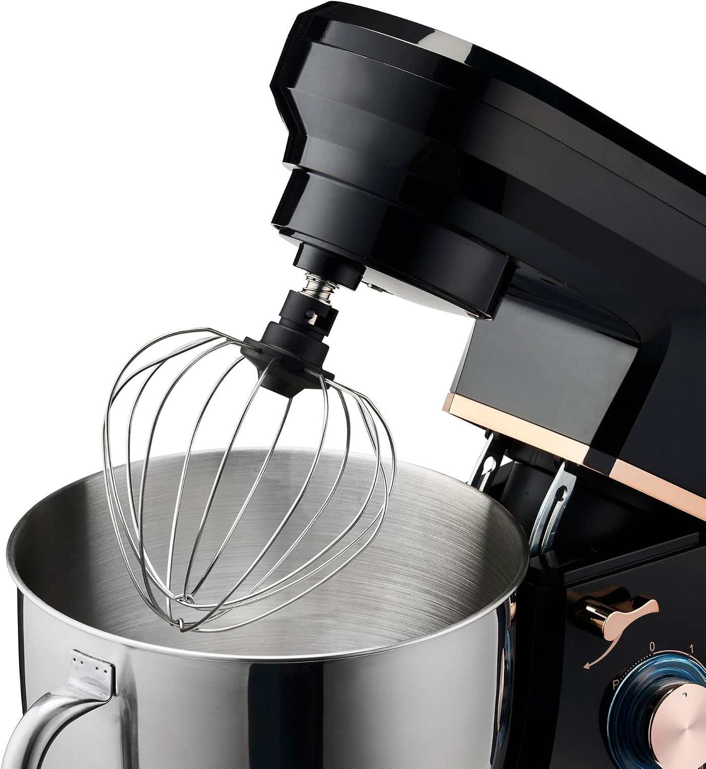 Stand Mixer 1200W with 6 Speeds & Pulse, 7L S-Steel Mixing Bowl, Splash Guard, Whisk, Beater & Dough Hook | Electric Kitchen Mixer for Cakes, Bread, Baking | Black & Rose Gold