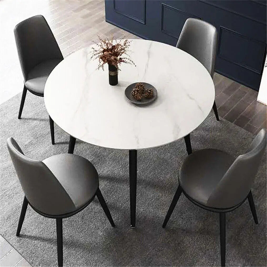 Modern round Kitchen Dining Table Marble Top 80Cm Diameter Linving Dining Room Restaurant Island Table for 4 Seat