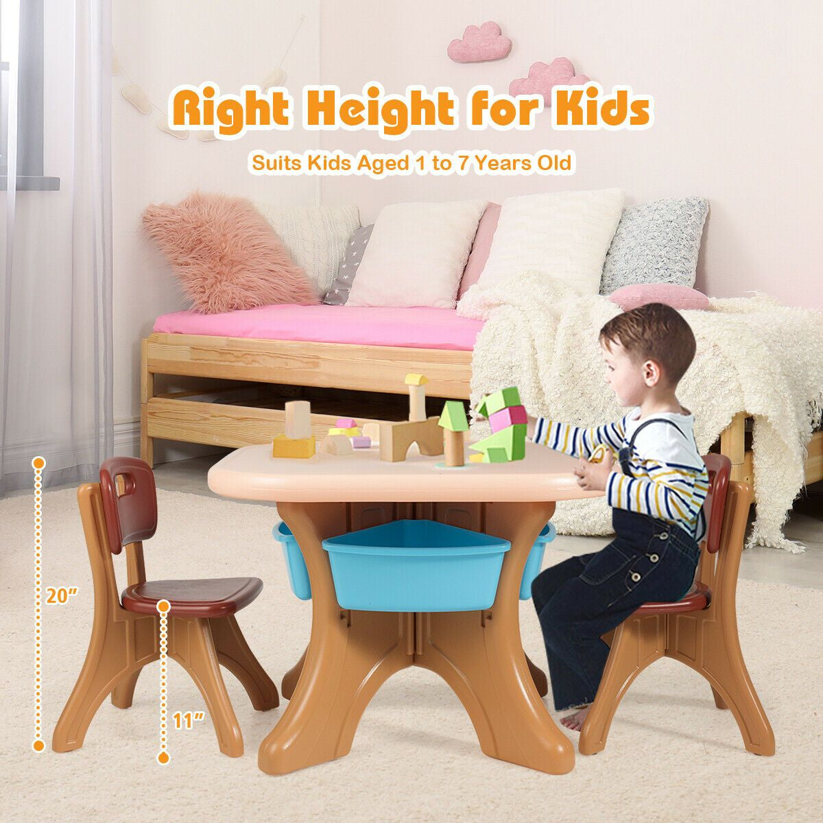 Children'S Activity Table Set with Storage Bins