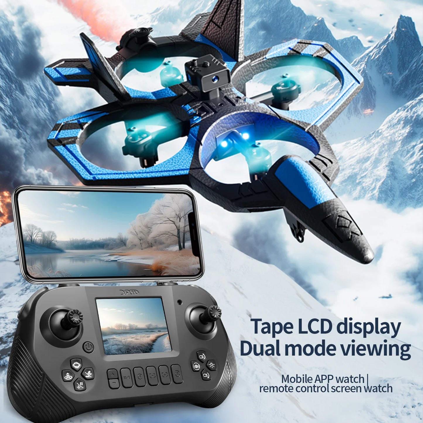 New V46 PRO RC Plane with Glider Screen Remote Control Flying Helicopter 8K Camera Obstacle Avoidance Foam Fighter Airplane Toys