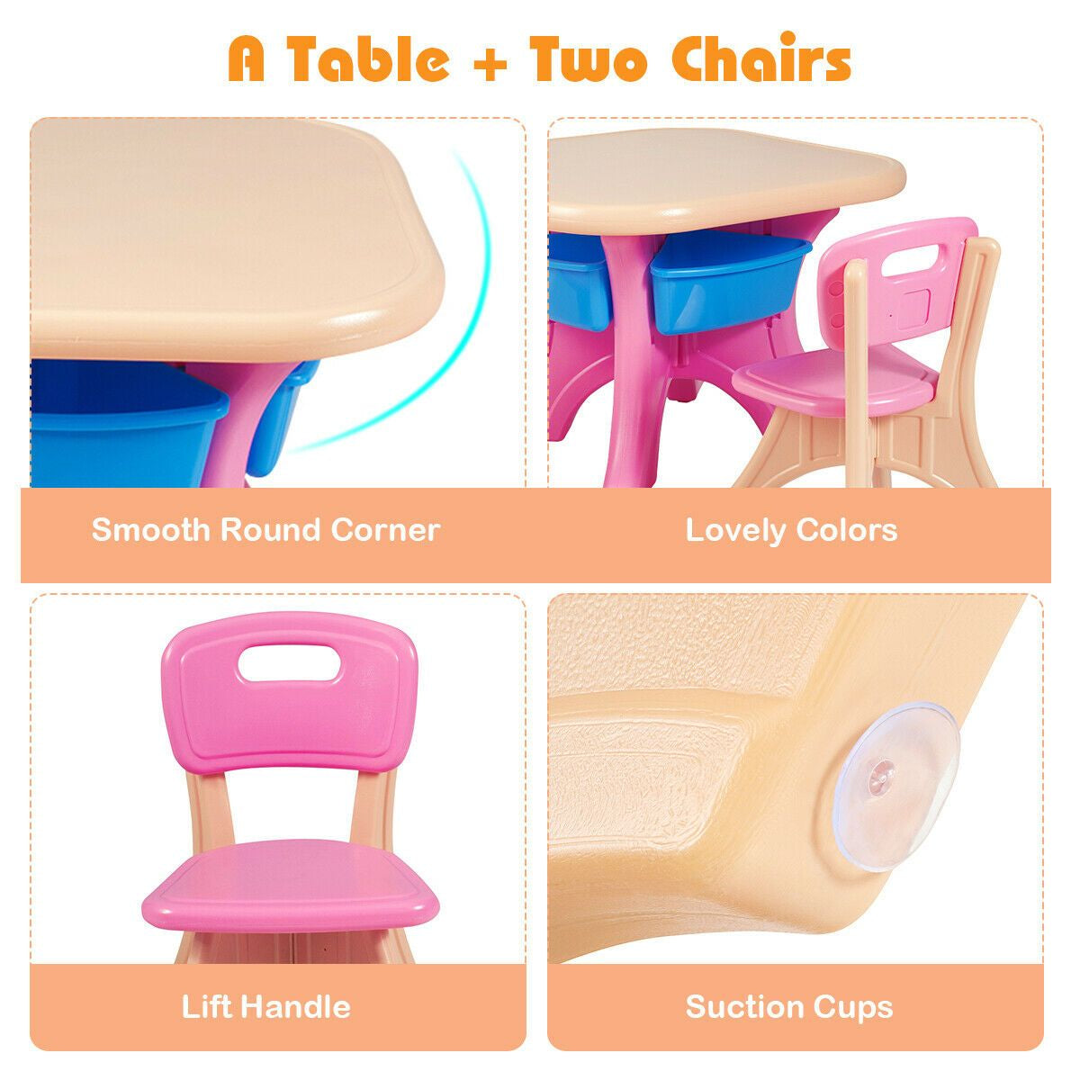 Children'S Activity Table Set with Storage Bins