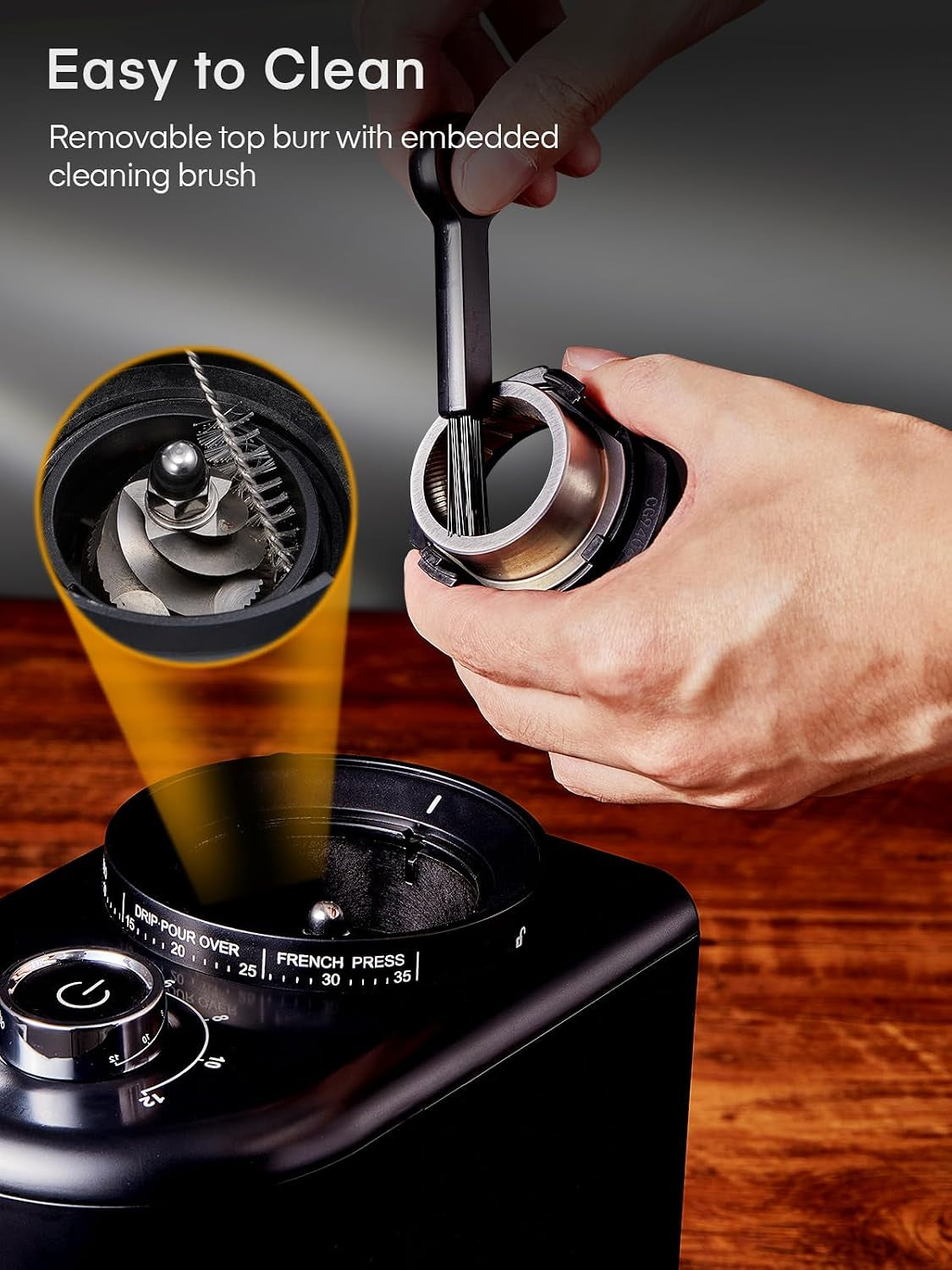 Conical Burr Coffee Grinder Electric, Coffee Bean Grinder with 35 Precise Grind Setting, Adjustable Burr Grinders, Anti-Static Burr Coffee Grinder for Espresso, Drip Coffee, French Press, Black