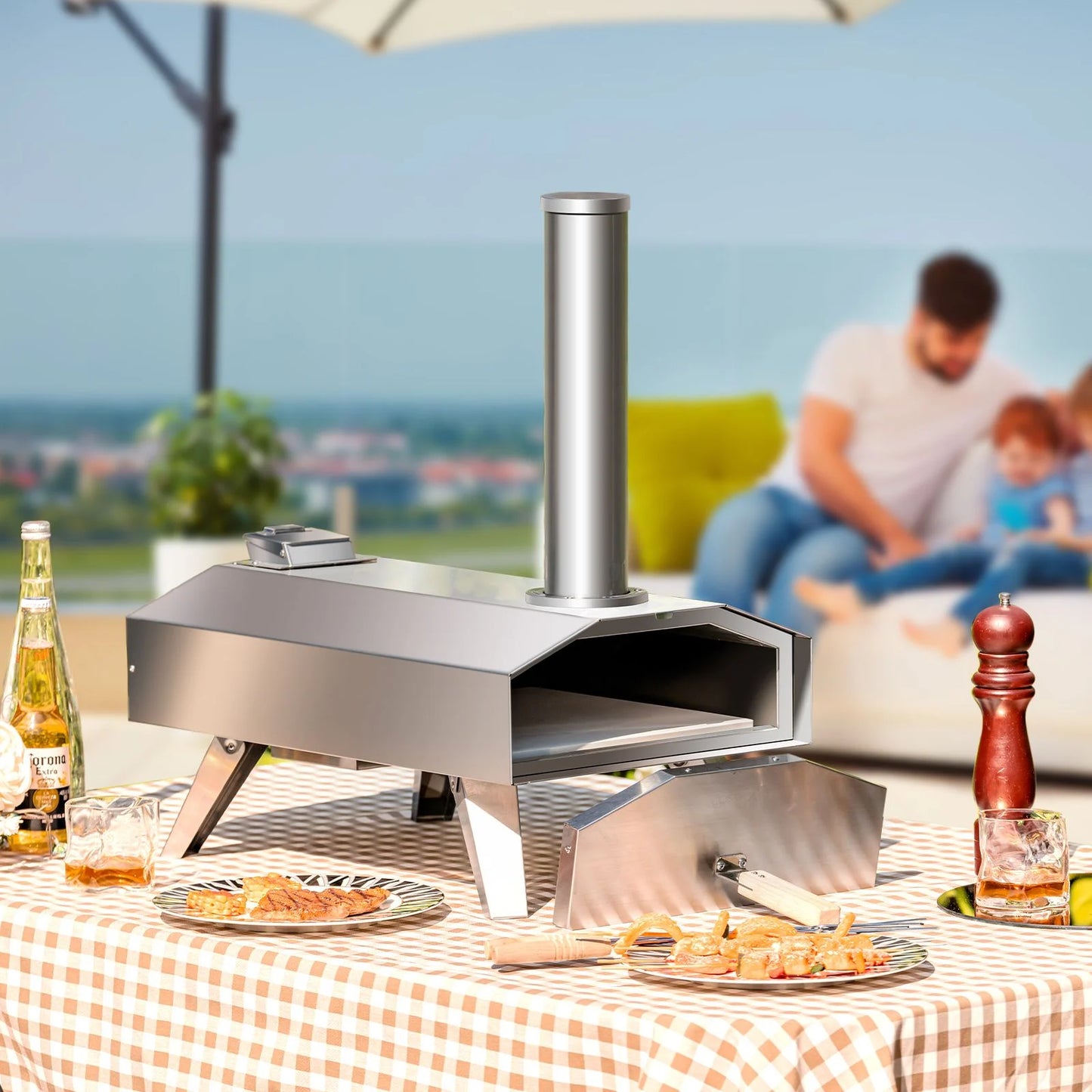 Portable Outdoor Stainless Steel Pizza Oven for Camping Picnic