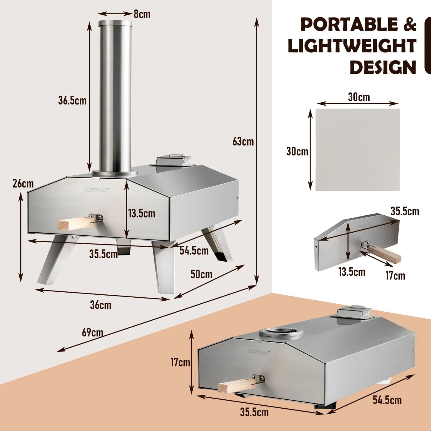 Portable Outdoor Stainless Steel Pizza Oven for Camping Picnic