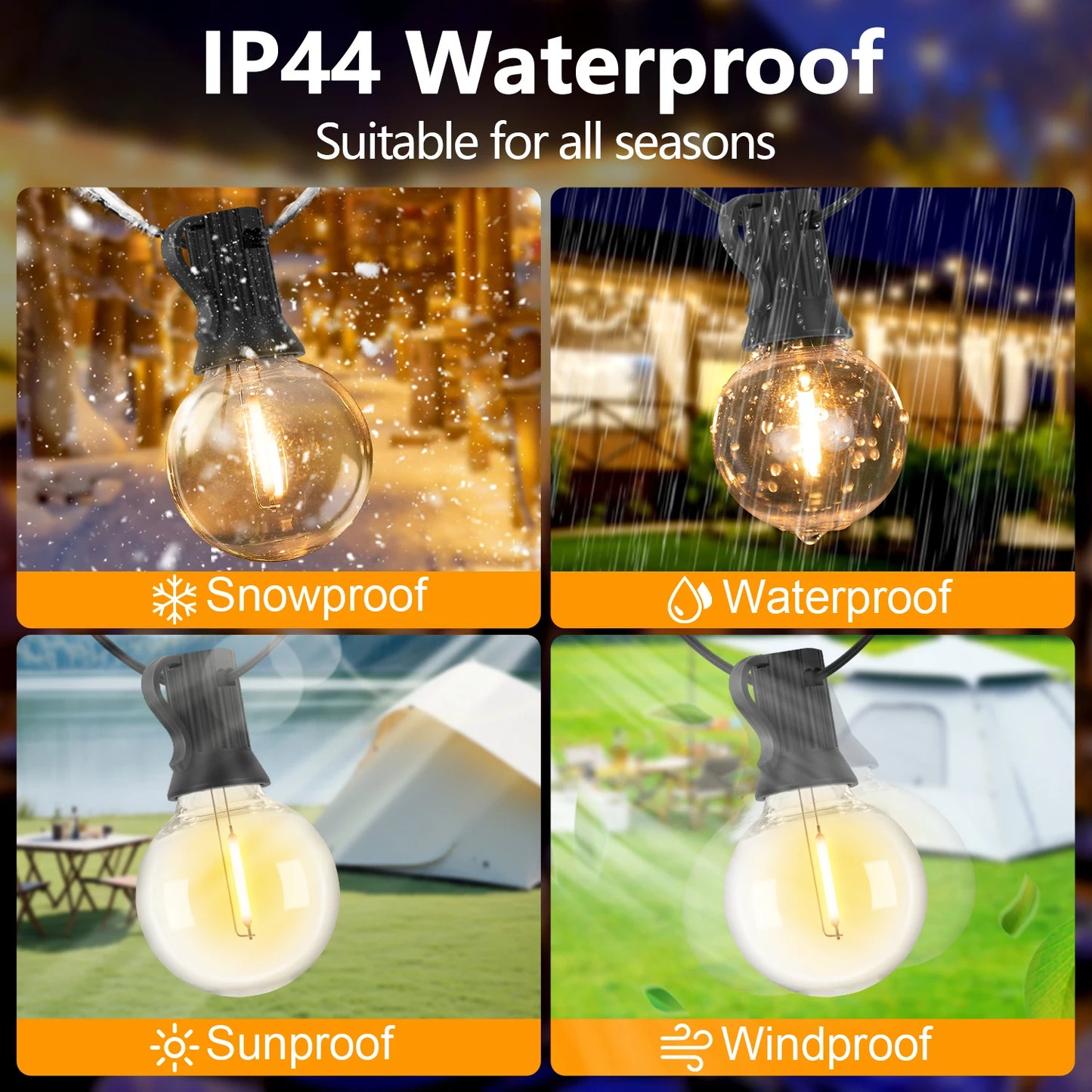 Illuminate Your Outdoors with Our Waterproof Led G40 Solar Globe String Lights – Perfect for Backyard and Bistro Decor!