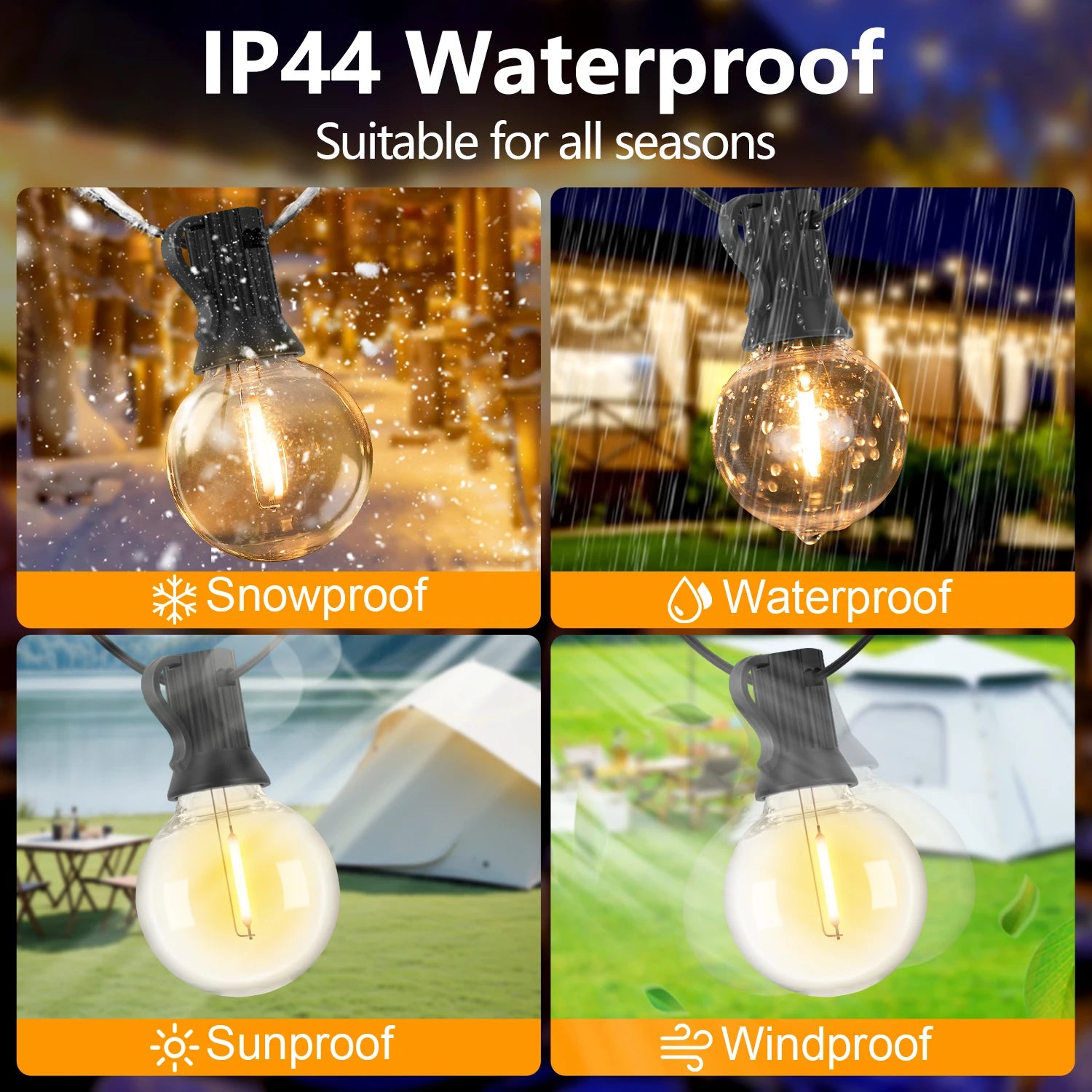 Illuminate Your Outdoors with Our Waterproof Led G40 Solar Globe String Lights – Perfect for Backyard and Bistro Decor!