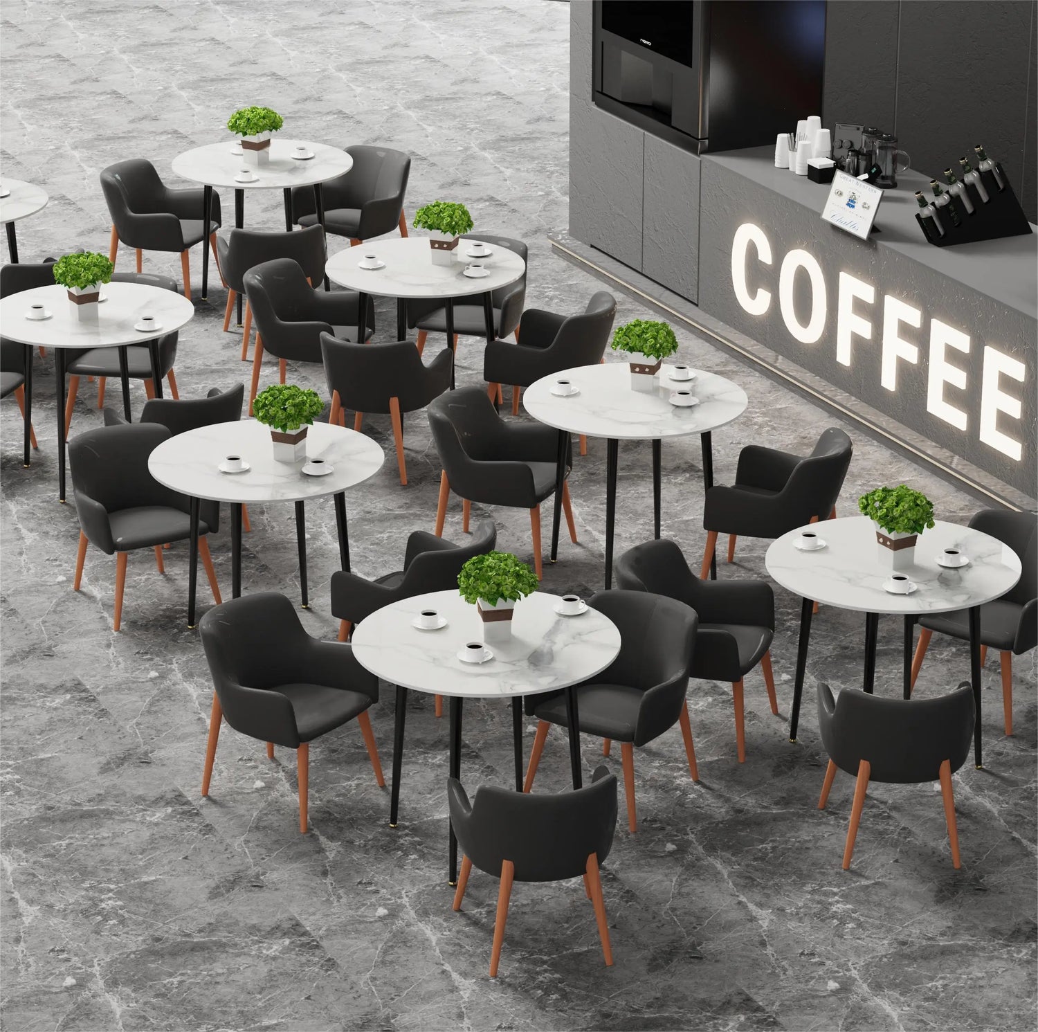 Modern round Kitchen Dining Table Marble Top 80Cm Diameter Linving Dining Room Restaurant Island Table for 4 Seat