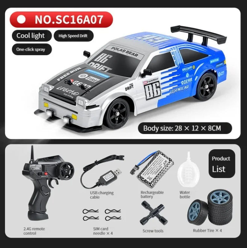 AE86 1: 16 Racing Drift CAR with Remote Control Toys RC Car Drift High-Speed Race Spray 4WD 2.4G Electric Sports Vehicle Gifts