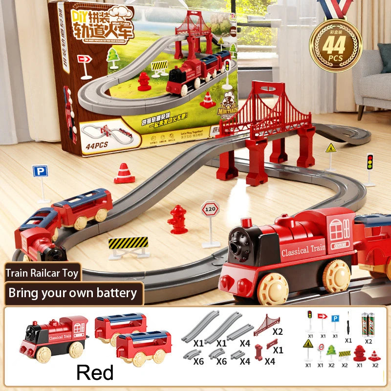 44Pcs/Set Electric Train Track Sets Assembling Rail Train Car Toys Boy Educational Simulation Model Christmas Birthday Gift
