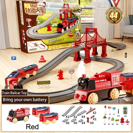 44Pcs/Set Electric Train Track Sets Assembling Rail Train Car Toys Boy Educational Simulation Model Christmas Birthday Gift