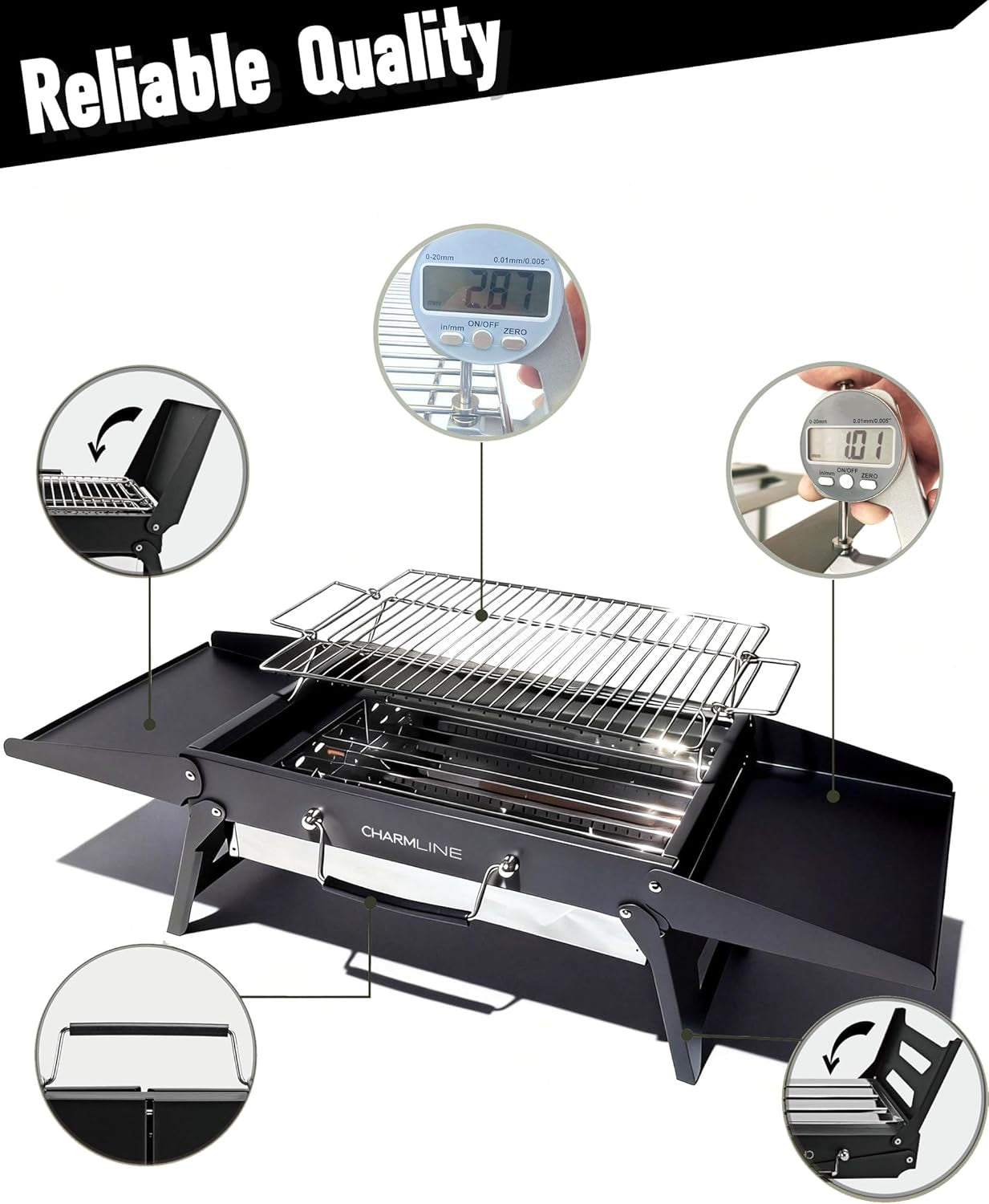 39 X 27 Cm Foldable Portable Charcoal BBQ Grill, Camping BBQ Grill for 2–4 People, Ideal for Camping, Garden, Beach, Picnic & Tabletop Use, Black