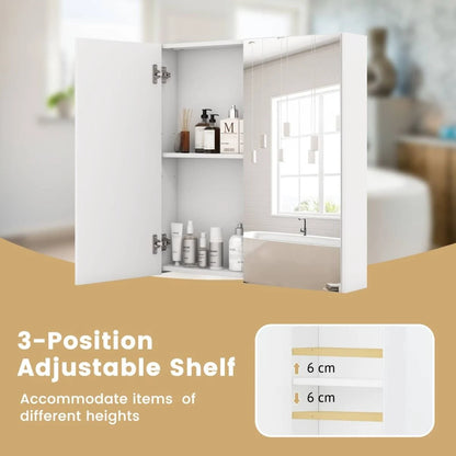 Sleek Medicine Cabinet with Double Mirrored Doors - Space-Saving Storage Solution for Your Bathroom