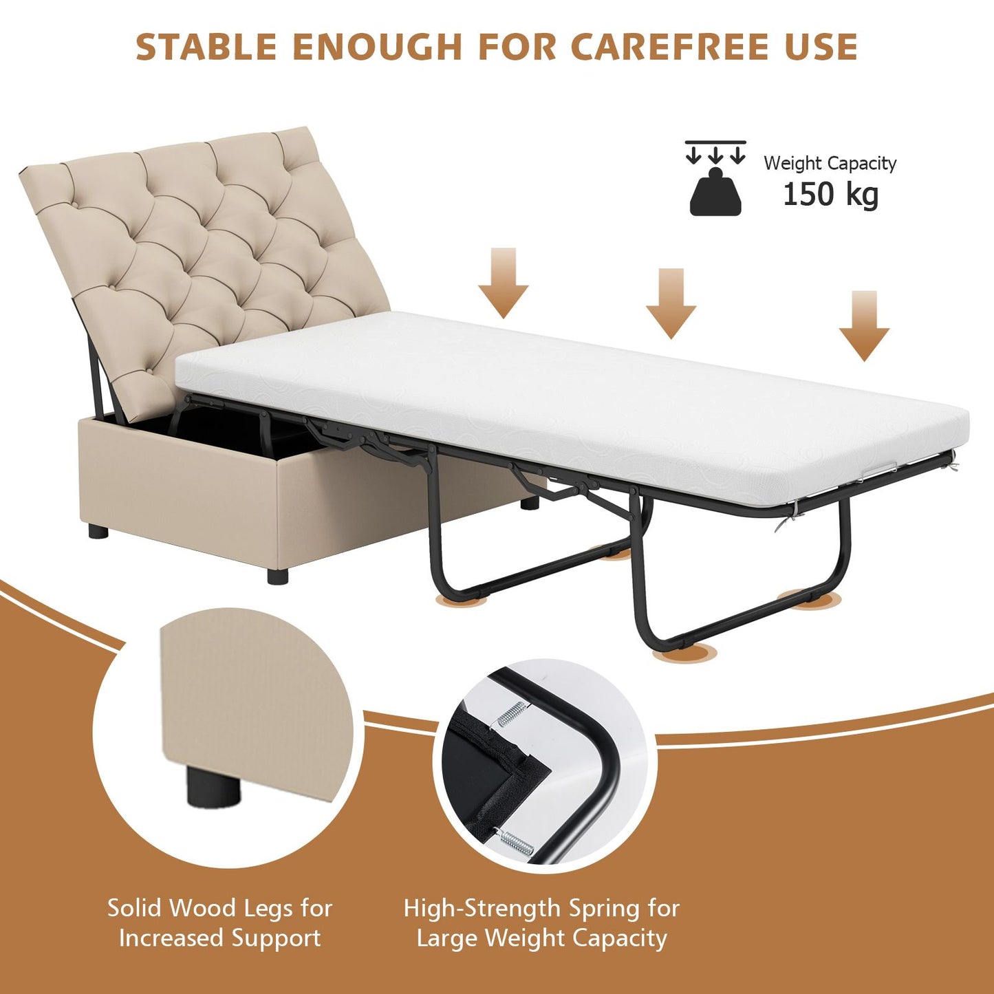 2-In-1 Convertible Sofa Bed with Mattress for Home and Office