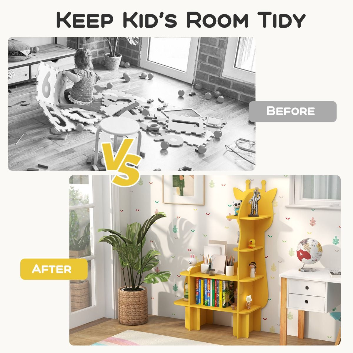 Kids Toy Storage Organizer with Anti-Toppling System for Play Room Nursery Kindergarten