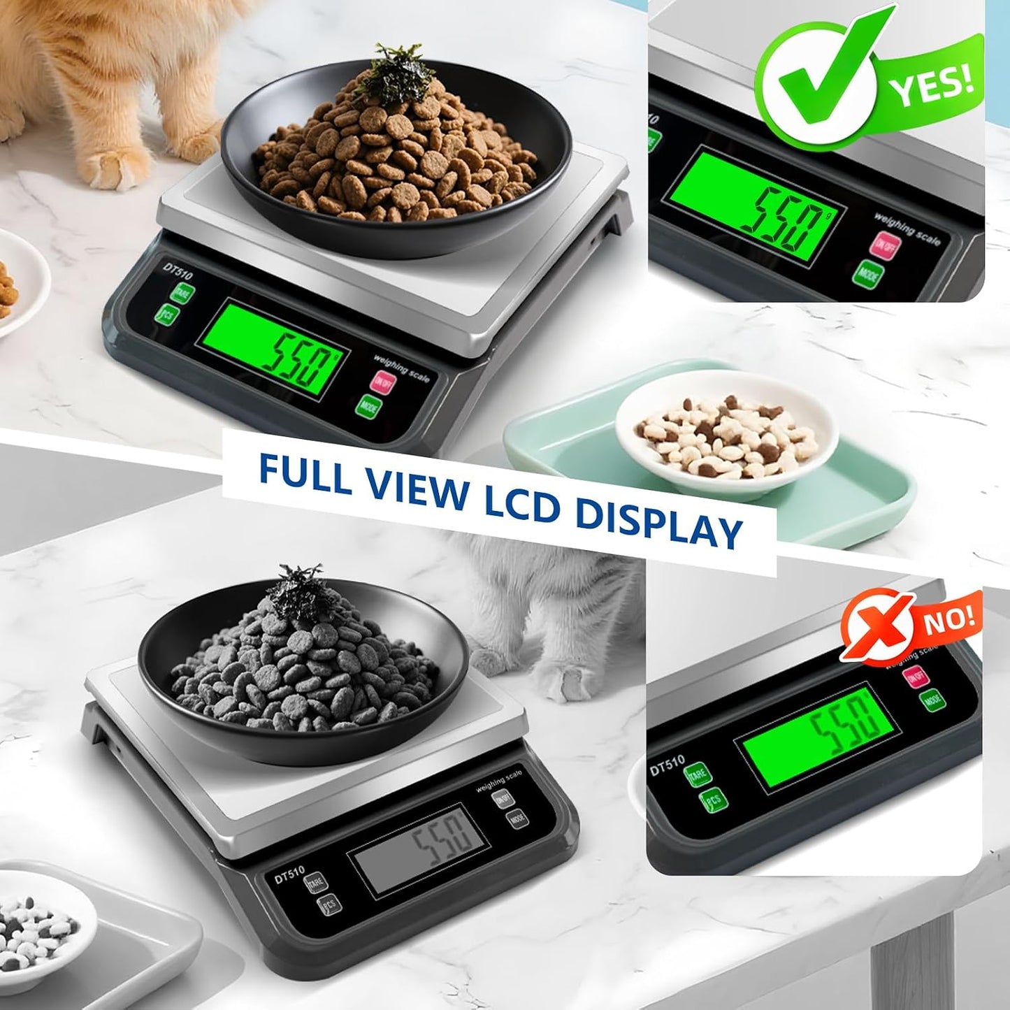 Kitchen Weighing Scales 40Kg 88Lb Stainless Steel with Tare 6 Units | Baking Scales, with LCD Display and PCS Features for Baking Bread Cooking Food Scales Digital Commercial Scale
