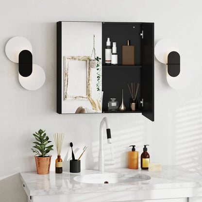 Sleek Medicine Cabinet with Double Mirrored Doors - Space-Saving Storage Solution for Your Bathroom