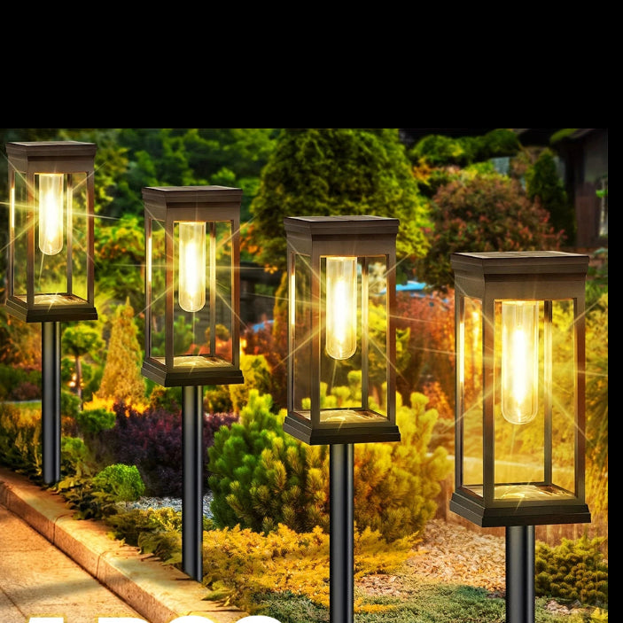 Solar Pathway Warm Lights Outdoor Waterproof Solar Powered Garden for Walkway Yard Backyard Landscape Lighting Decoration