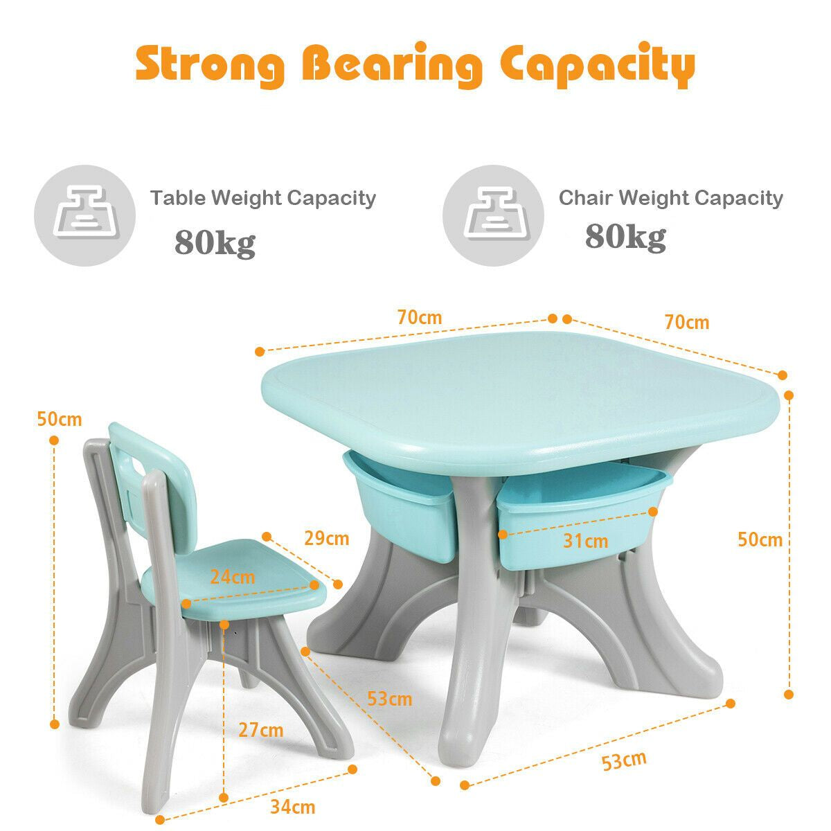 Children'S Activity Table Set with Storage Bins