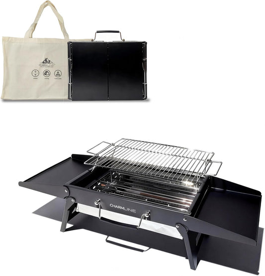 39 X 27 Cm Foldable Portable Charcoal BBQ Grill, Camping BBQ Grill for 2–4 People, Ideal for Camping, Garden, Beach, Picnic & Tabletop Use, Black