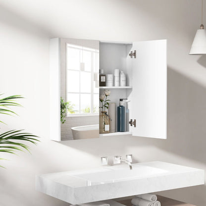 Sleek Medicine Cabinet with Double Mirrored Doors - Space-Saving Storage Solution for Your Bathroom