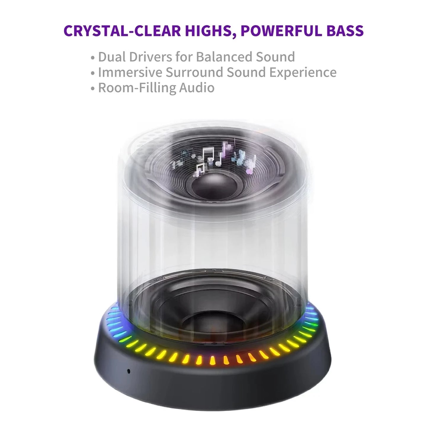 Waterproof Bluetooth Speaker with Colorful LED Lights Strong Magnetic Cup Portable Mini Bluetooth Speaker