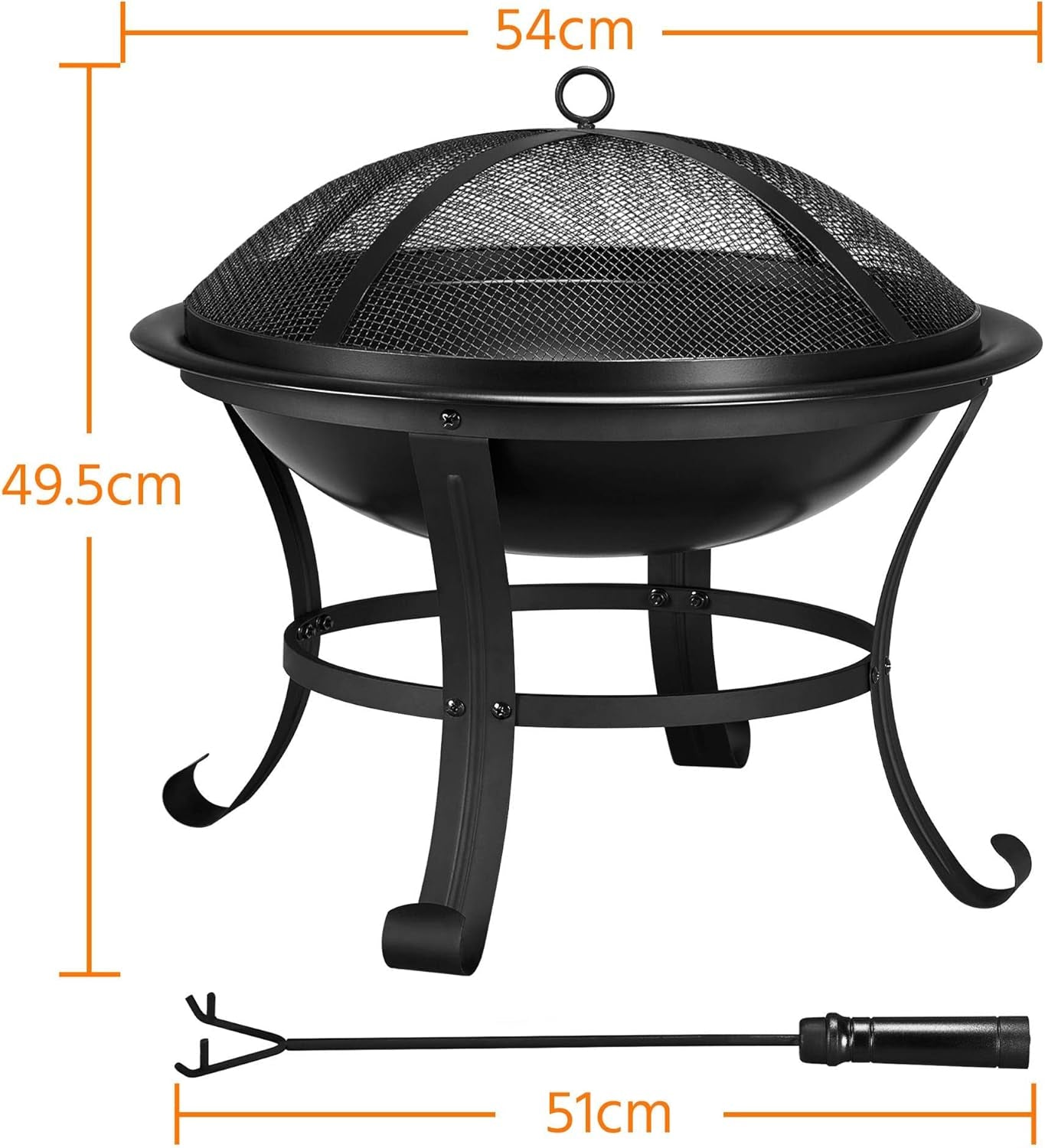 Outdoor Fire Pit for Garden, round Firepit Patio Heater for Camping Bonfire, Portable Fire Pit Steel Metal Bowl Wood Burning Firepits for Garden/Backyard