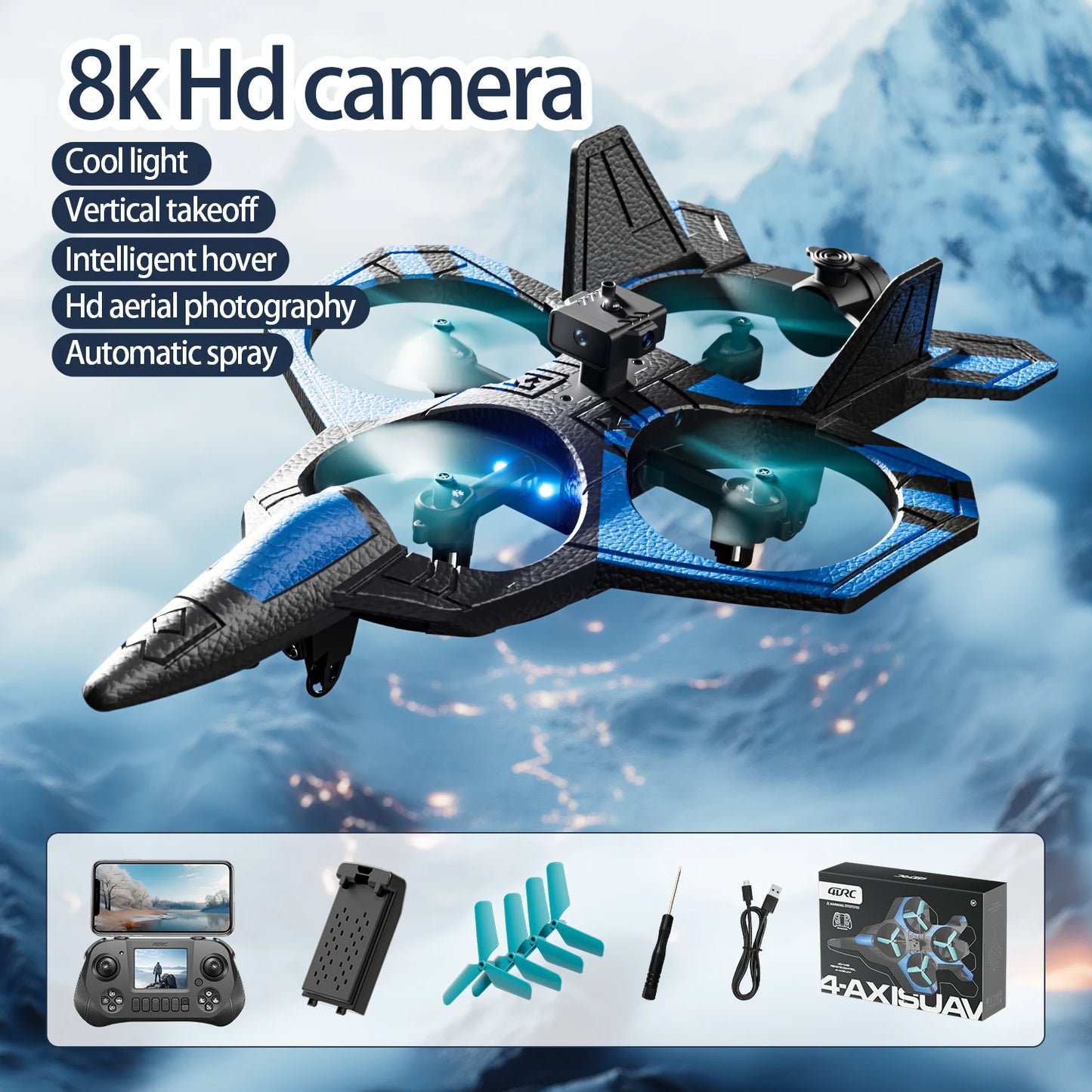 New V46 PRO RC Plane with Glider Screen Remote Control Flying Helicopter 8K Camera Obstacle Avoidance Foam Fighter Airplane Toys